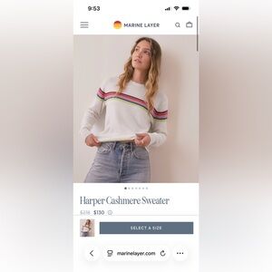 Marine Layer Women's Sweater - Cream with Pink and Orange Multicolor Stripes